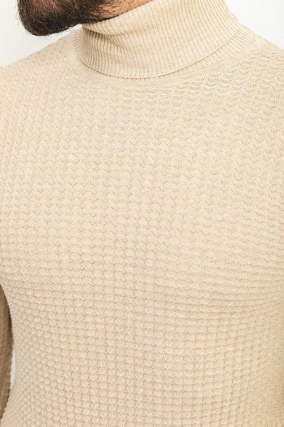 Mcr Textured Slim Fit Full Turtleneck Men's Sweater Light Beige - 11338.20K