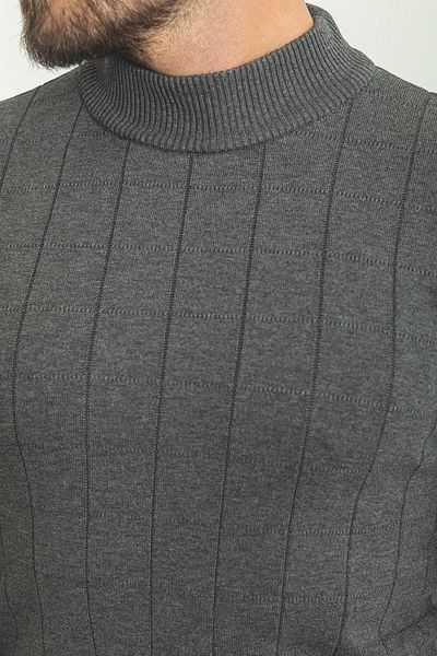 Mcr Checkered Slim Fit Half Turtleneck Men's Knitwear Sweater Anthracite - 11369.22K