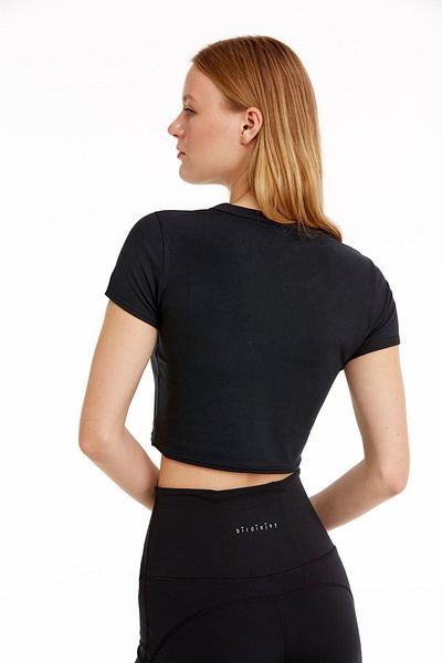 Birdiejay YOUR NEW GO-TO CROPPED BABY TEE TRIOU NEGRU CU MÂNECĂ SCURTĂ CROP