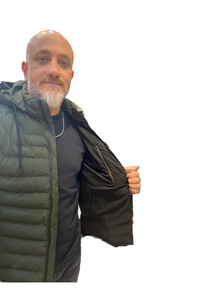 DYNAMO Men's Hooded Khaki Puffer Jacket