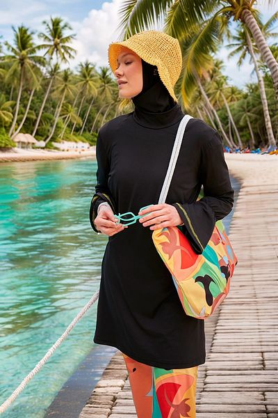 Marina Lycra Black Full Covered Hijab Swimsuit M2473
