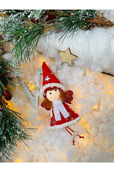 Derin Düşler Red Angel Christmas Tree Ornament - 17cm Snow Fairy Hanging Christmas Decor Ornament