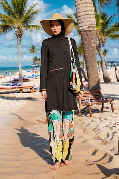 Marina Lycra Black Full Covered Hijab Swimsuit M2469