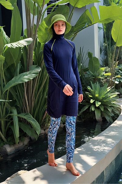 Marina Lycra Navy Blue Full Covered Hijab Swimsuit M2482
