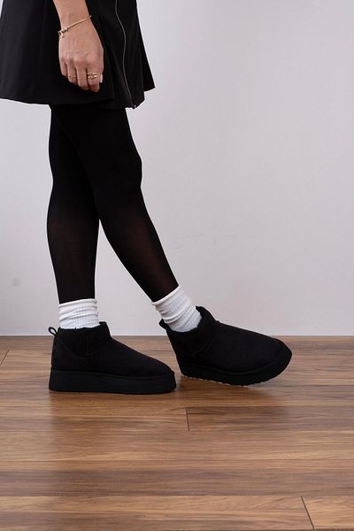 sovrana Black Suede - Thick Sole Boots with Fur Inside
