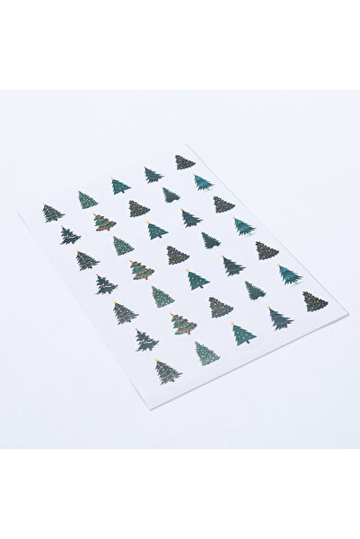 Bimotif Yılbaşı süsü sticker, çam ağaçları, 3 cm, 35 adet