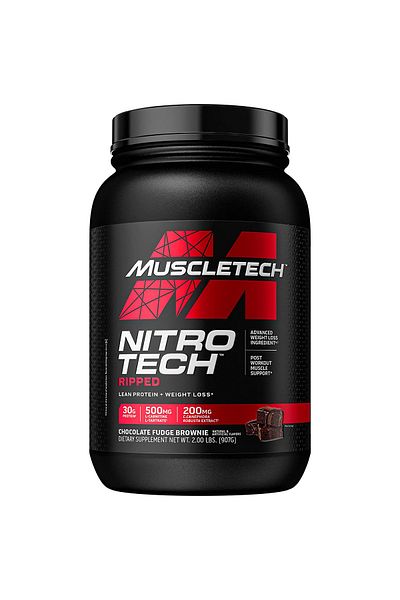 MUSCLETECH Nitro Tech Ripped Lean Protein & Weight Loss, Chocolate Fudge Brownie, 2 LB