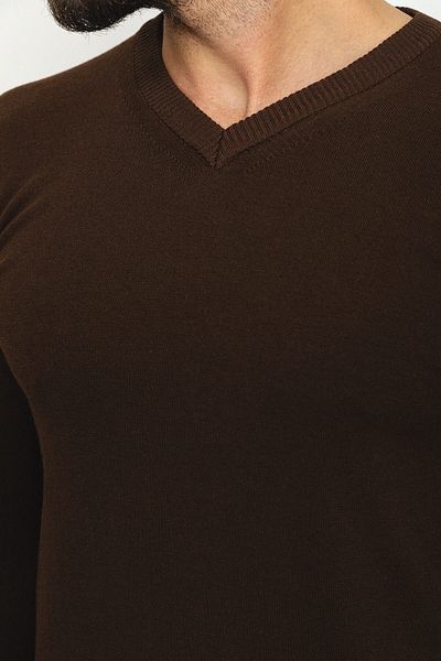 Mcr Plain Slim Fit V-Neck Men's Sweater Brown - 11356.21K