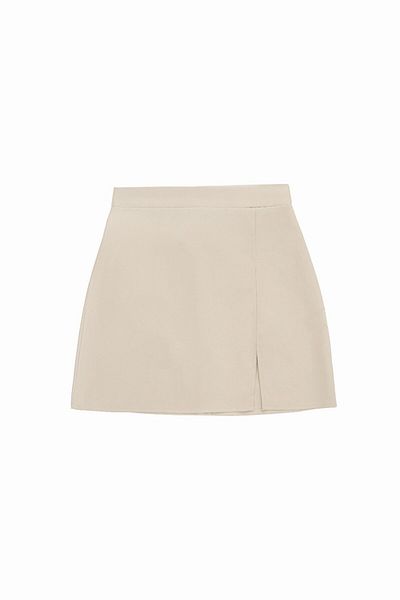 Quzu Leather Skirt with Slit Detail