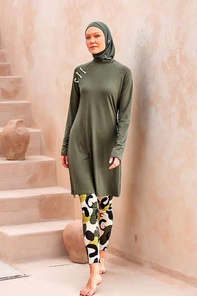 Marina Lycra Khaki Full Covered Hijab Swimsuit M2467