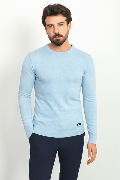 Mcr Pulover pentru bărbați, de culoare albastră, slim fit