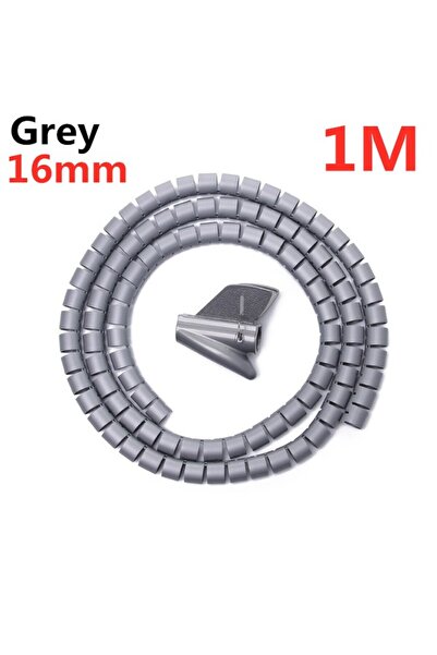 Choice 16mmx1m Gray 2M/1M Flexible Spiral Cable Wire Protector Cable Organize...