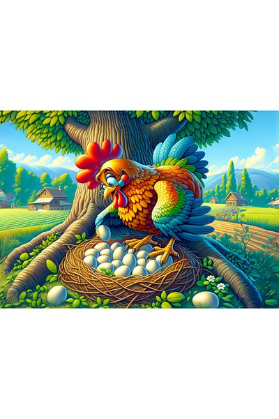 Art Puzzle Art Child Rooster and Dolls 25 Piece Puzzle