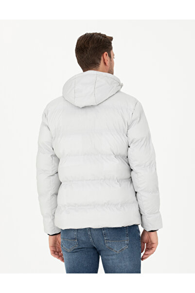 Pierre Cardin Pi̇erre Cardin Woven Waterproof Fabric Hooded White Coat