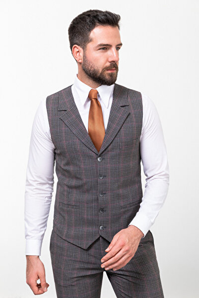 Mcr Plaid Slim Fit Vest Pantoloon Suit Black - 10926.23K