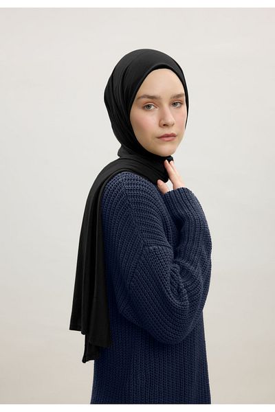 Mesa Charm Şal de damă din bumbac pieptănat Hijab negru