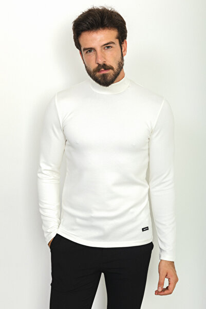 Mcr Ανδρικό μακρυμάνικο μπλουζάκι με ίσιο λεπτό λαιμόκοψη εκρού - 36761.22K