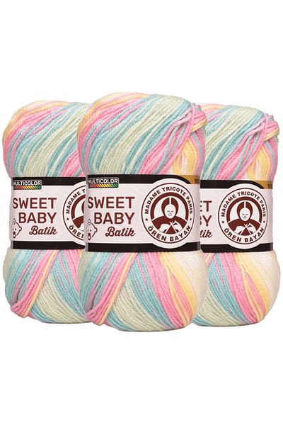 Ören Bayan Knitted Sweet Baby - Tie-Dye Patterned Hand Knitting Thread 323, 3 Pieces