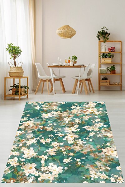 on the clouds Floral Bahar Çiçekli Minimalist Suluboya Yıkanabilir Kaymaz Tab...