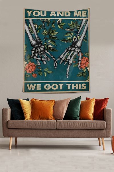 on the clouds Lovers Hand Holding Tapestry for Valentines - Wall Cloth and Carpet