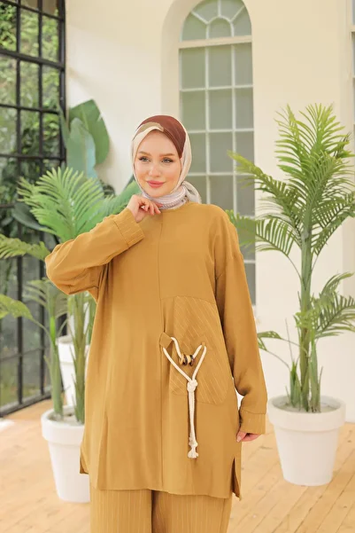 Armine TREND Armine Trend Double Set with Lace-Up Accessories and Trousers Mustard 24Yt670