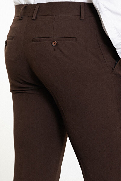 Mcr Ανδρικό παντελόνι Straight Super Slim Fit Καφέ - 38115.22K