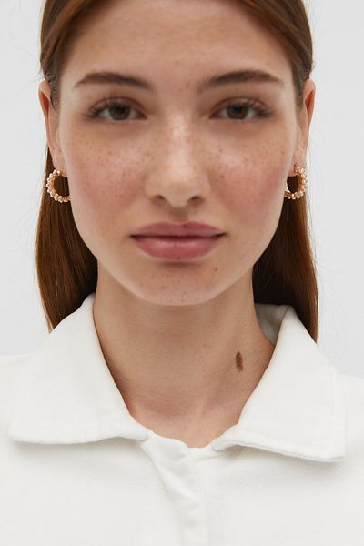 Stradivarius Set of 9 pairs of pearl bead earrings and hoops