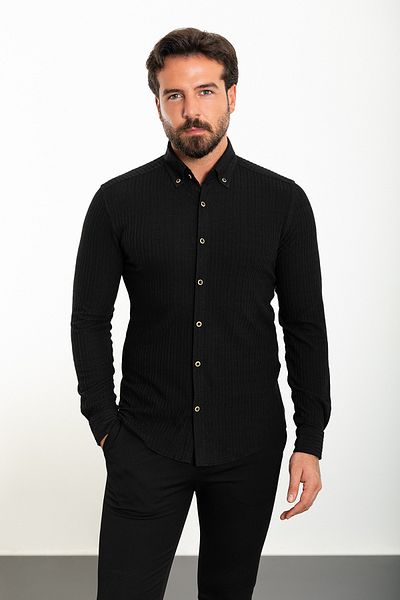 Mcr Striped Slim Fit Men's Shirt Black - 37838.23K