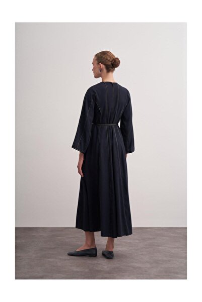 FUSHYA Şerit Detaylı Örme Kaşe Elbise