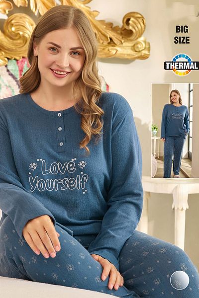 bigiyin Costum de pijama pentru femei marime plus Seturi termice de pijama pentru femei Seturi de pijama de iarna