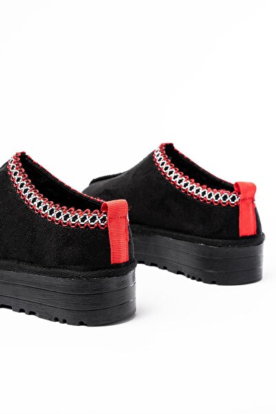 Aymood NDR-2888 Γυναικείες casual παντόφλες με μαύρη γούνα με κλειστά δάχτυλα