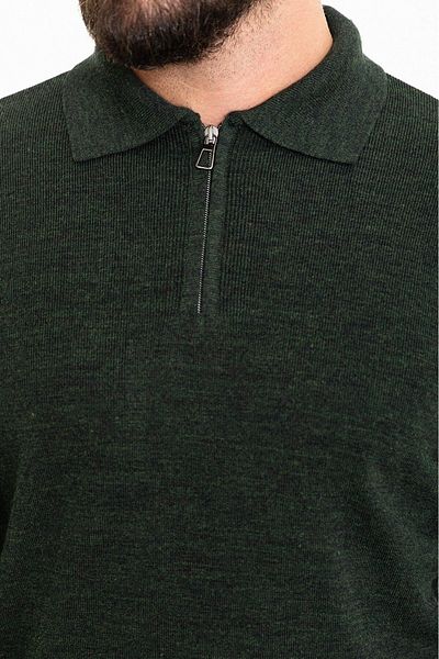 Mcr Plain Slim Fit Zippered Polo Collar Men's Knitwear Sweater Khaki - 11464.23K