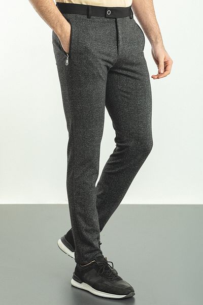Mcr Patterned Super Slim Fit Pocket Zippered Men's Trousers Black - 38135.22K