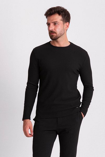 Mcr Slim Fit Long Sleeve Crew Neck Men's T-Shirt Black - 36679.21K