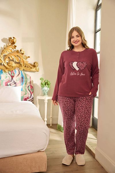 bigiyin Costum de pijama pentru femei marime plus Seturi termice de pijama pentru femei Seturi de pijama de iarna