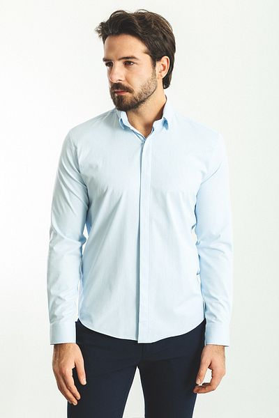 Mcr Ανδρικό πουκάμισο με μοτίβο Slim Fit Classic Blue - 37675.22k