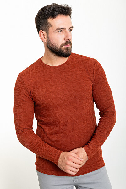 Mcr Ανδρικό μακρυμάνικο μπλουζάκι με σχέδιο Slim Fit Crew Neck Tile - 36803.23K
