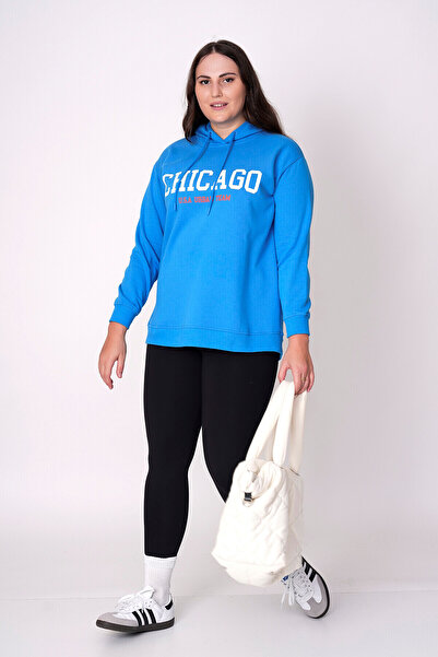 Büyük Moda CHİCAGO BASKILI KAPÜŞONLU SWEATSHIRT