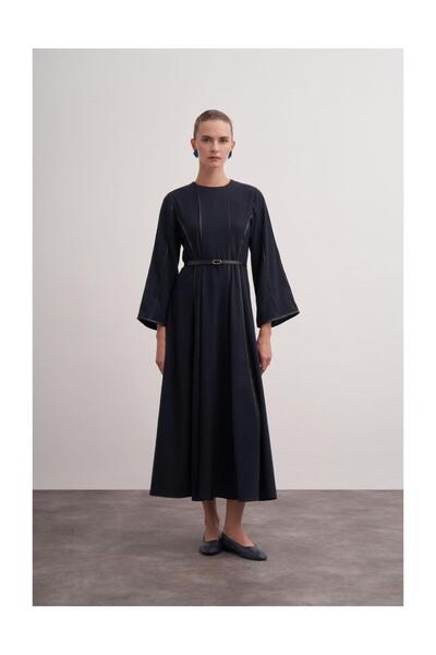 FUSHYA Şerit Detaylı Örme Kaşe Elbise