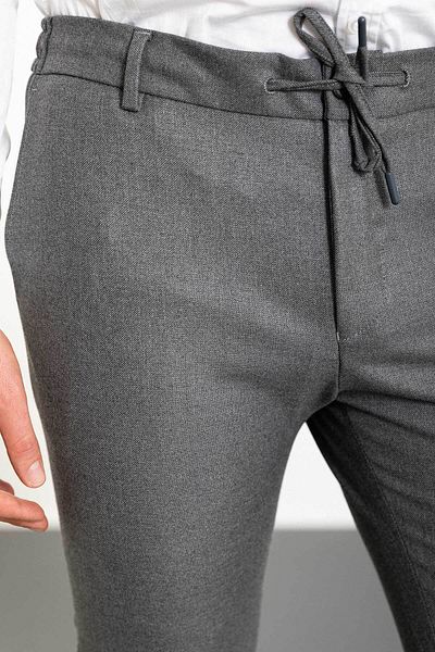 Mcr Straight Super Slim Fit Men's Trousers with Elastic Waist Drawstring Gray - 38112.22K