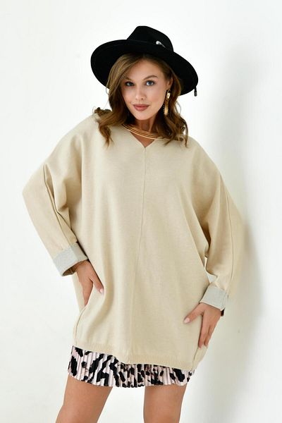 FTZ WOMEN Women's Bat Cut Tunic Beige 20724