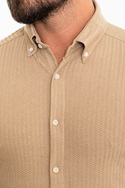 Mcr Striped Slim Fit Men's Shirt Camel - 37838.23K