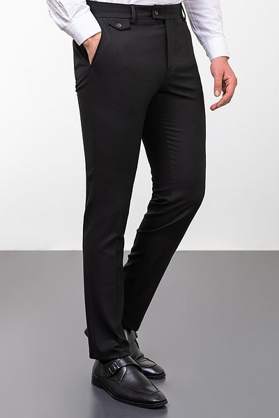 Mcr Plain Black Slim Fit Classic Men's Trousers