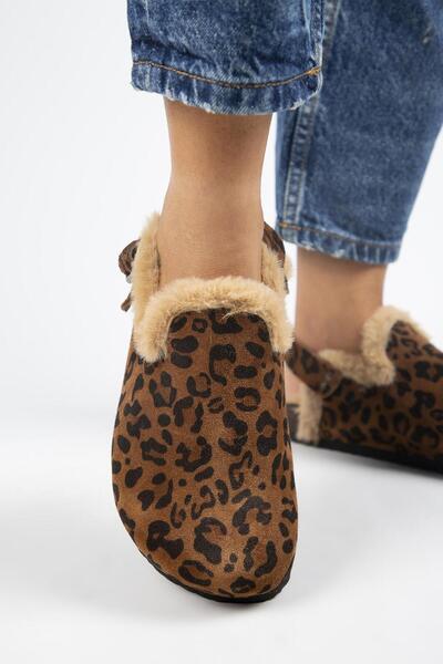 Manijero Holly 2 Fur Leopard Pattern - Women's Genuine Leather Belted Buckle Tan Sandals