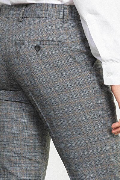 Mcr Καρό Slim Fit Classic Wool Ανδρικό Παντελόνι Anthracite - 38126.22K