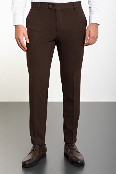 Mcr Ανδρικό παντελόνι Straight Super Slim Fit Καφέ - 38115.22K