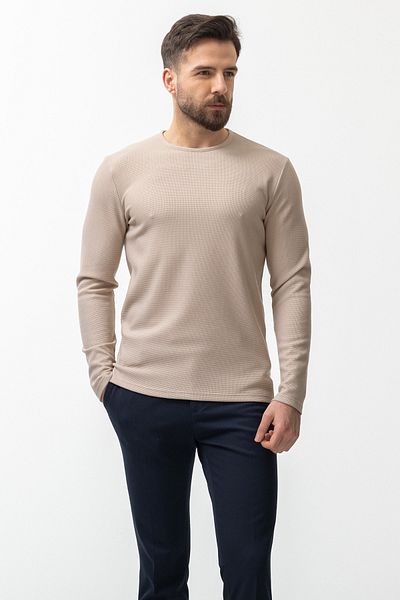 Mcr Slim Fit Long Sleeve Crew Neck Men's T-Shirt Beige - 36679.21K