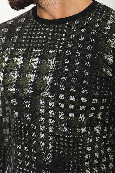 Mcr Patterned Slim Fit Crew Neck Long Sleeve Men's T-Shirt Black-Khaki - 36757.22K