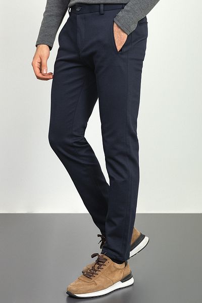 Mcr Straight Super Slim Fit Elastic Waist Men's Trousers Navy Blue - 38105.22K