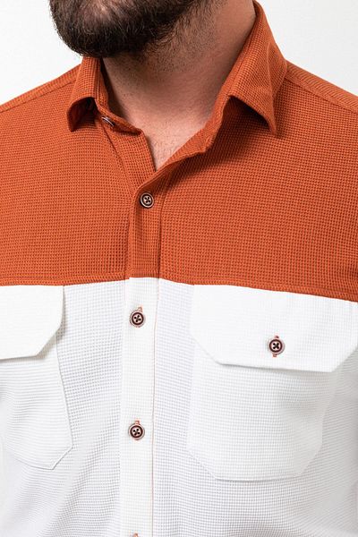 Mcr Piece Slim Fit Long Sleeve Cotton Men's Shirt Tile-Ecru - 37810.23K